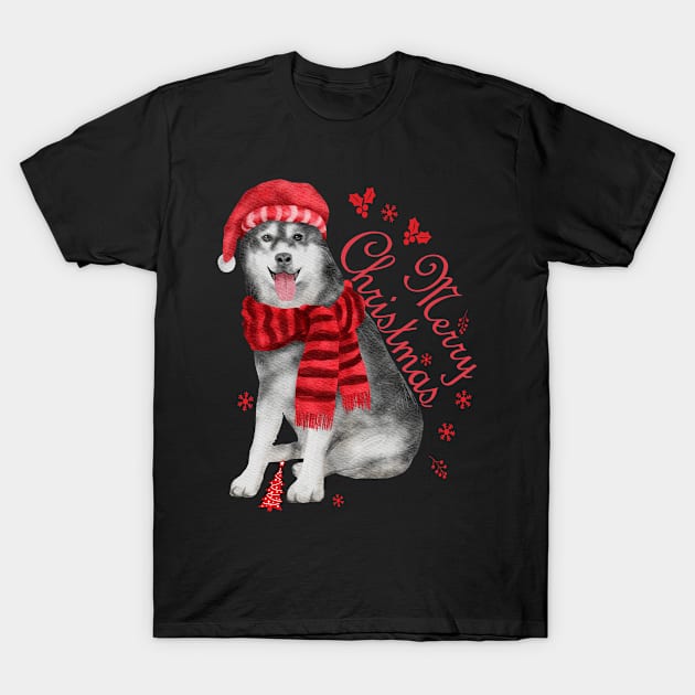 Christmas funny Haskey Dog T-Shirt by StarWheel